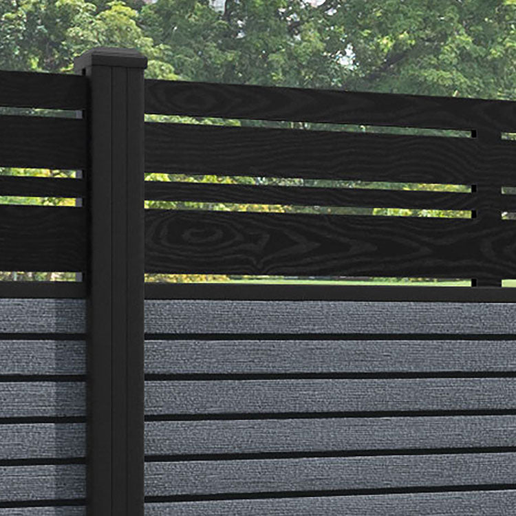 Hudson Linea Fence Panel - Anthracite - with our aluminium posts