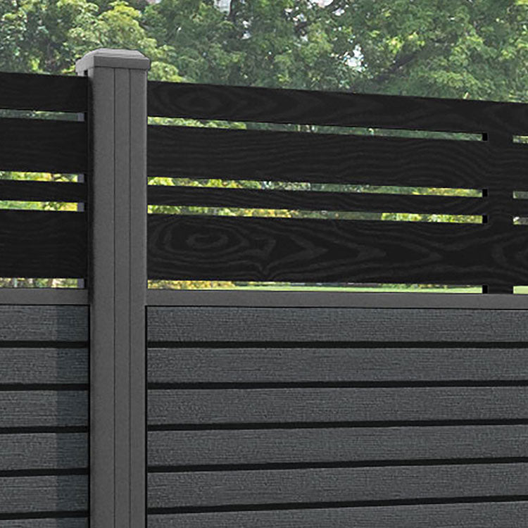 Hudson Linea Fence Panel - Dark Grey - with our aluminium posts