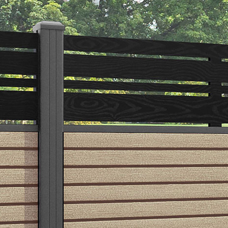 Hudson Linea Fence Panel - Light Oak - with our aluminium posts