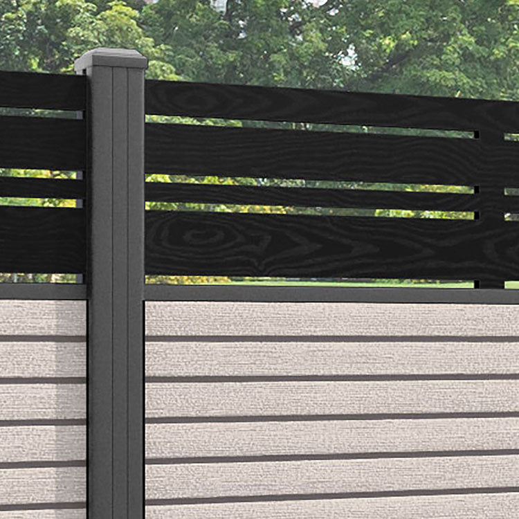 Hudson Linea Fence Panel - Mid Stone - with our aluminium posts