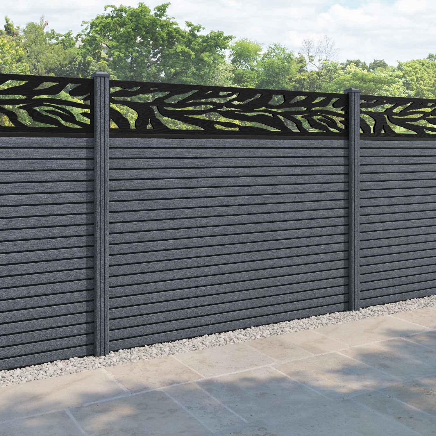 Hudson Malawi Fence Panel - Anthracite - with our composite posts