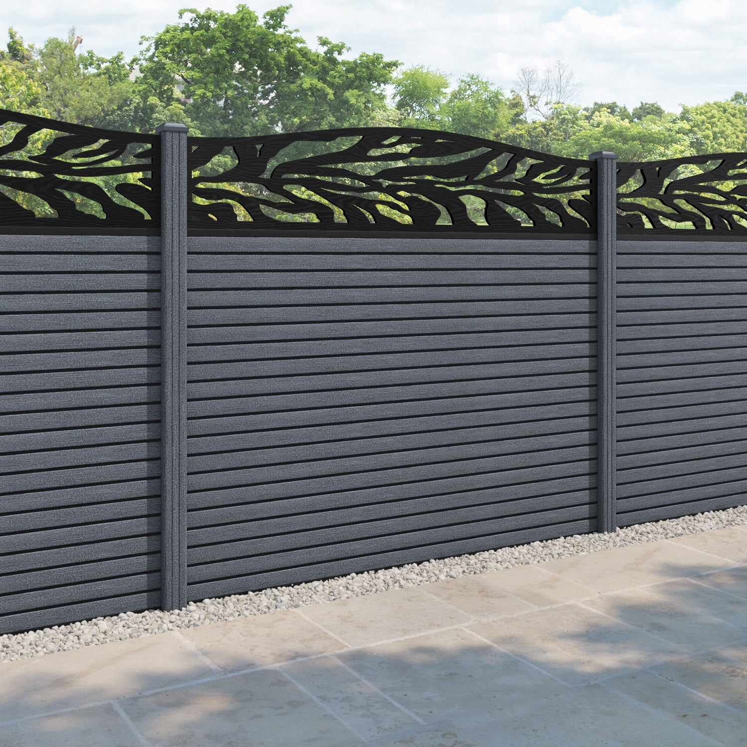 Hudson Malawi Curved Top Fence Panel - Anthracite - with our composite posts