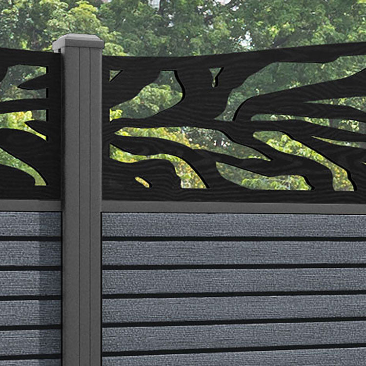 Hudson Malawi Curved Top Fence Panel - Anthracite - with our aluminium posts