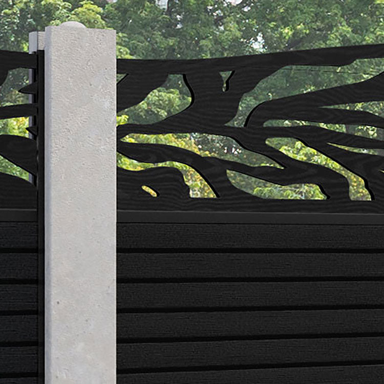 Hudson Malawi Curved Top Fence Panel - Black - for existing concrete posts