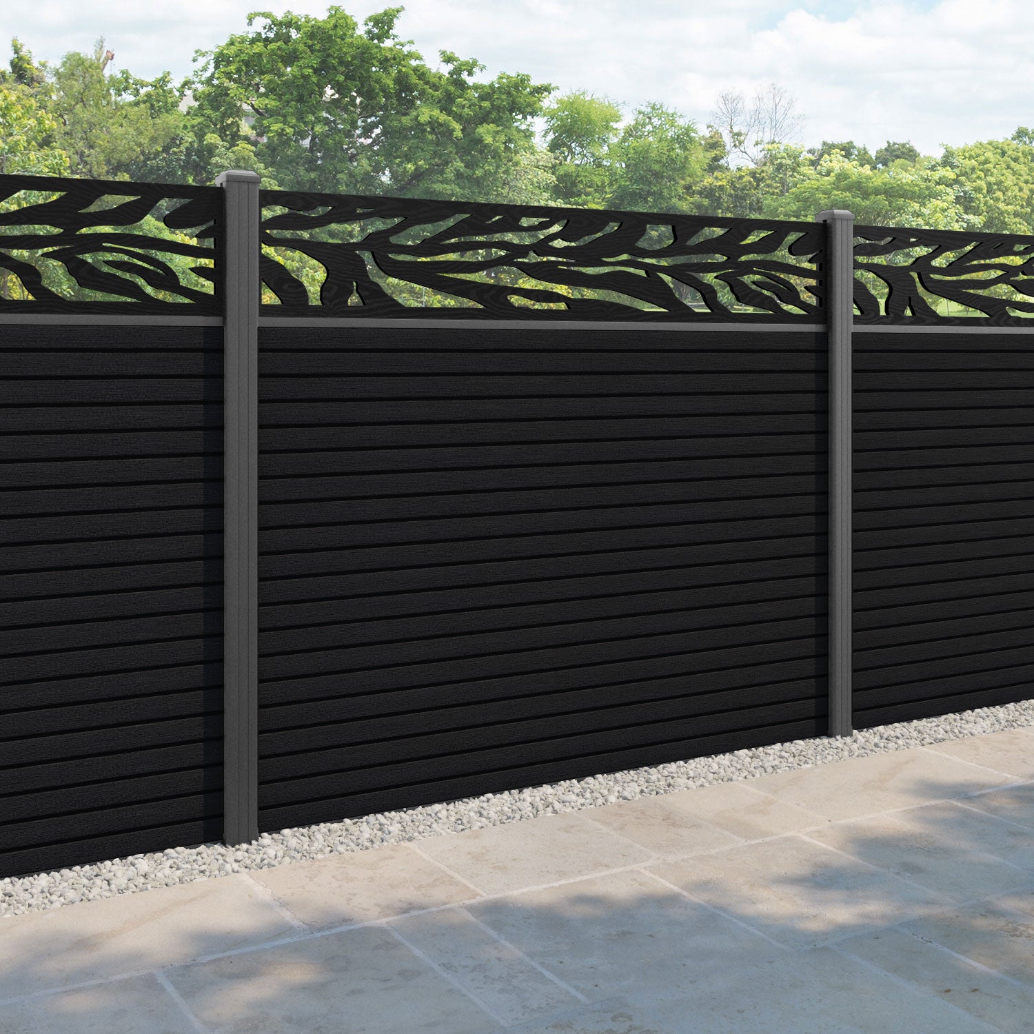 Hudson Malawi Fence Panel - Black - with our aluminium posts