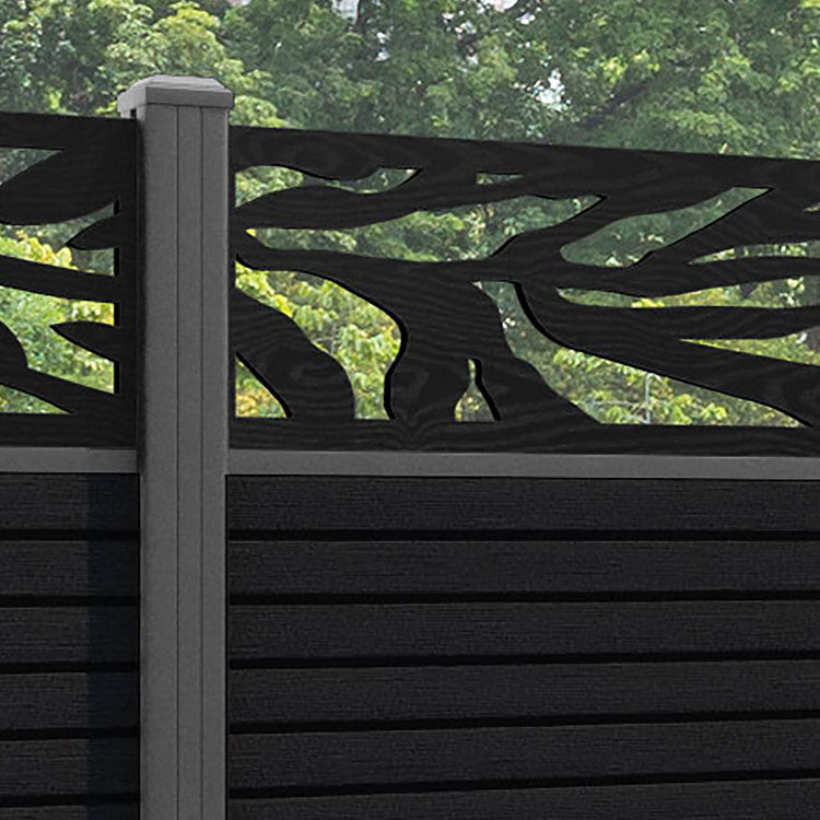 Hudson Malawi Fence Panel - Black - with our aluminium posts