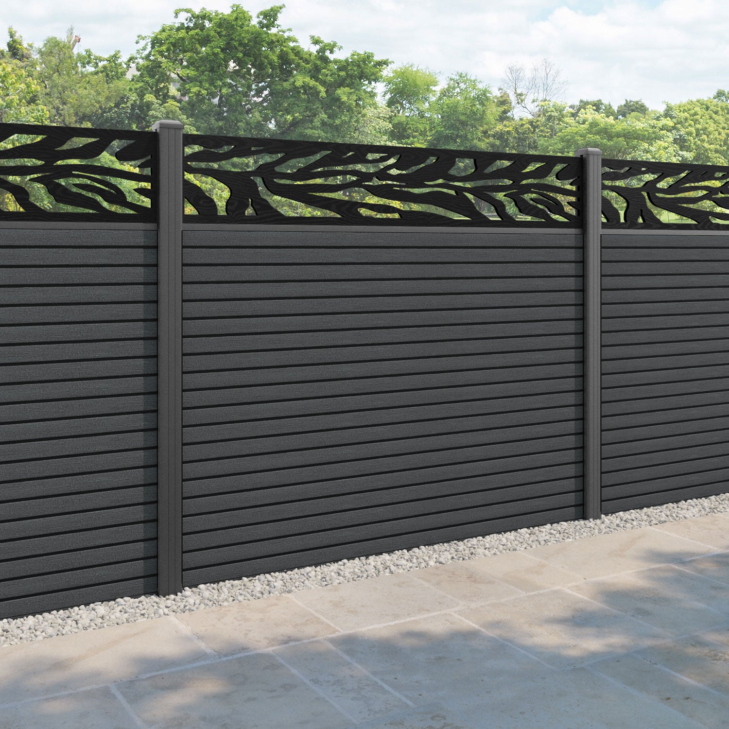 Hudson Malawi Fence Panel - Dark Grey - with our aluminium posts