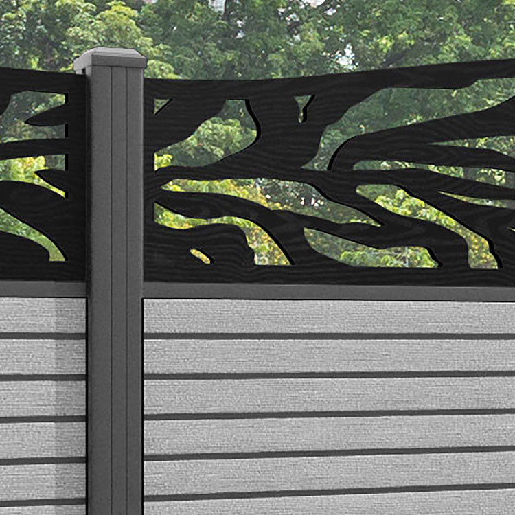 Hudson Malawi Curved Top Fence Panel - Light Grey - with our aluminium posts