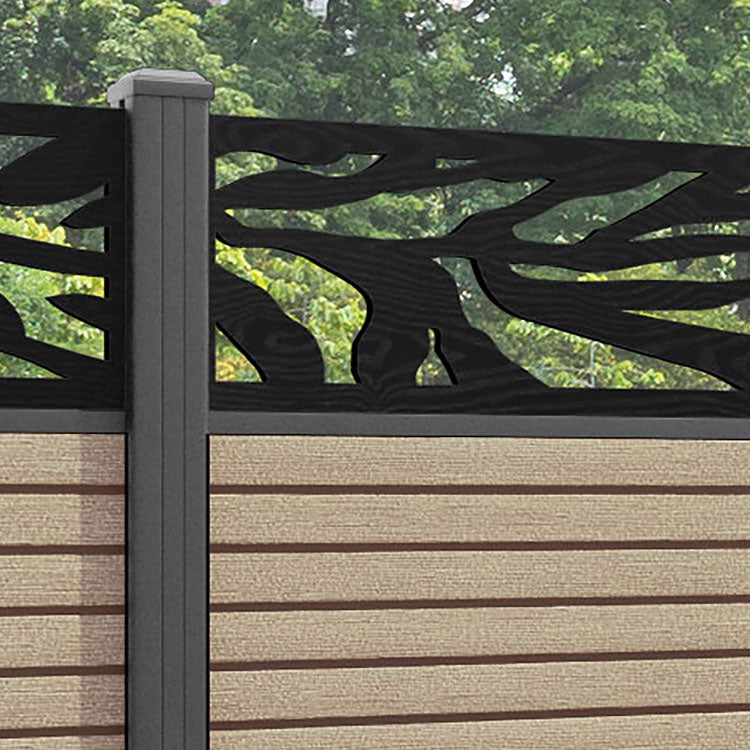 Hudson Malawi Fence Panel - Light Oak - with our aluminium posts