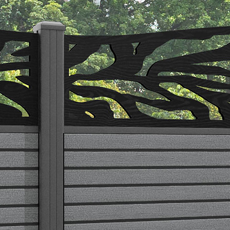 Hudson Malawi Curved Top Fence Panel - Mid Grey - with our aluminium posts