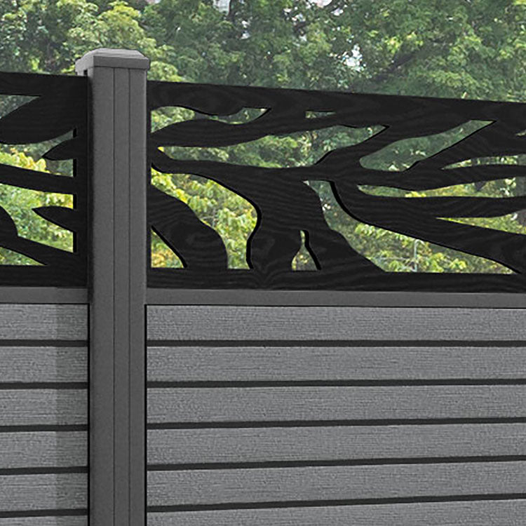 Hudson Malawi Fence Panel - Mid Grey - with our aluminium posts