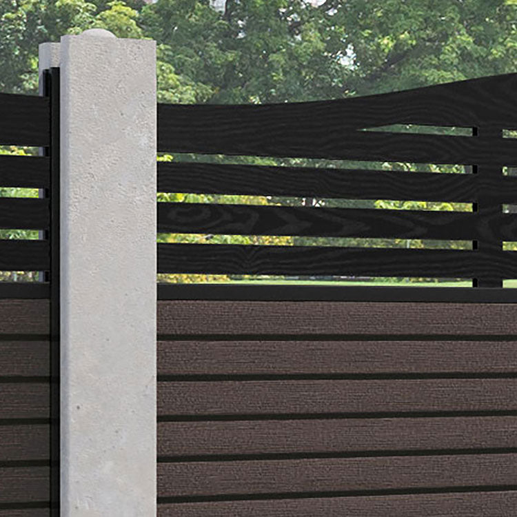 Hudson Aspen Curved Top Fence Panel - Mid Brown - for existing concrete posts