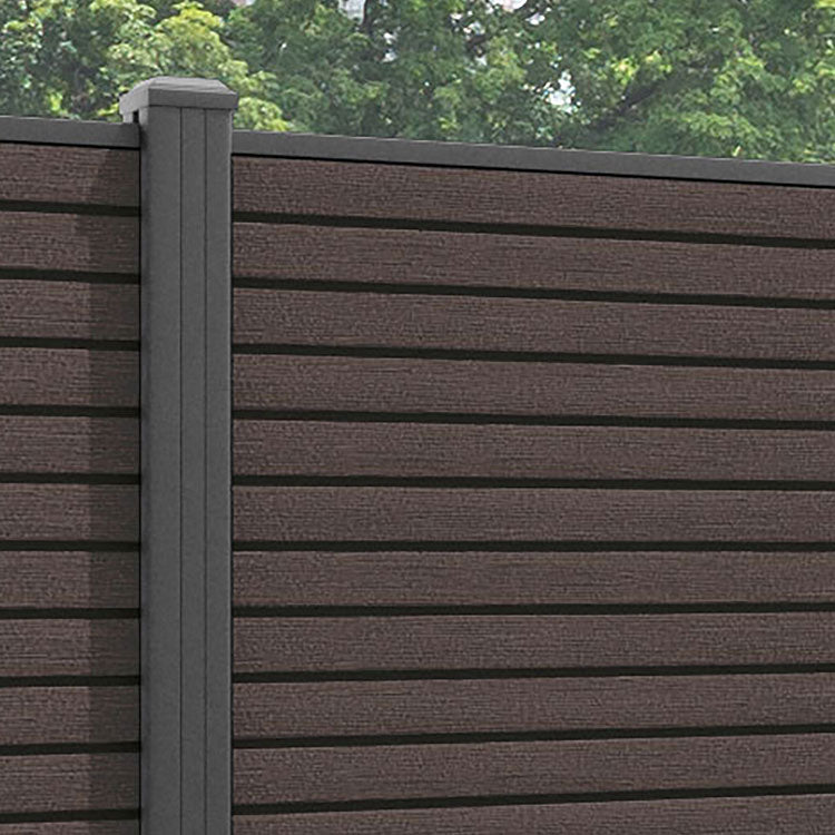 Hudson Fence Panel - Mid Brown - with our aluminium posts