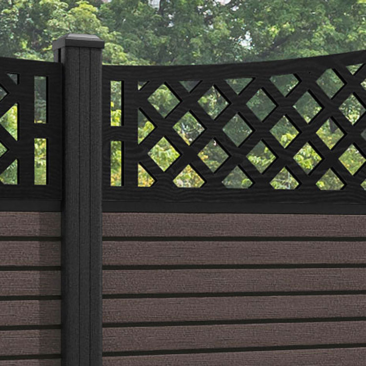 Hudson Oxford Curved Top Fence Panel - Mid Brown - with our composite posts
