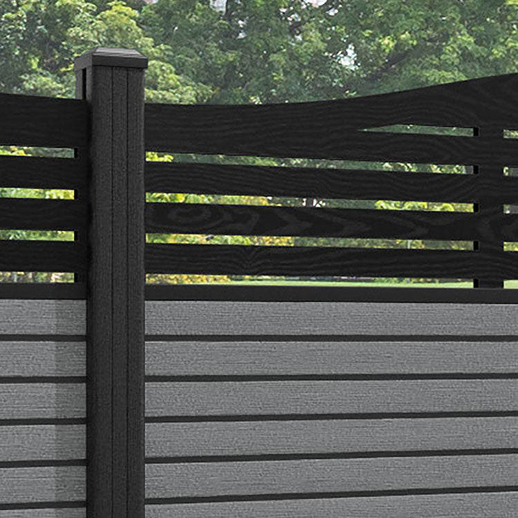 Hudson Aspen Curved Top Fence Panel - Mid Grey - with our composite posts