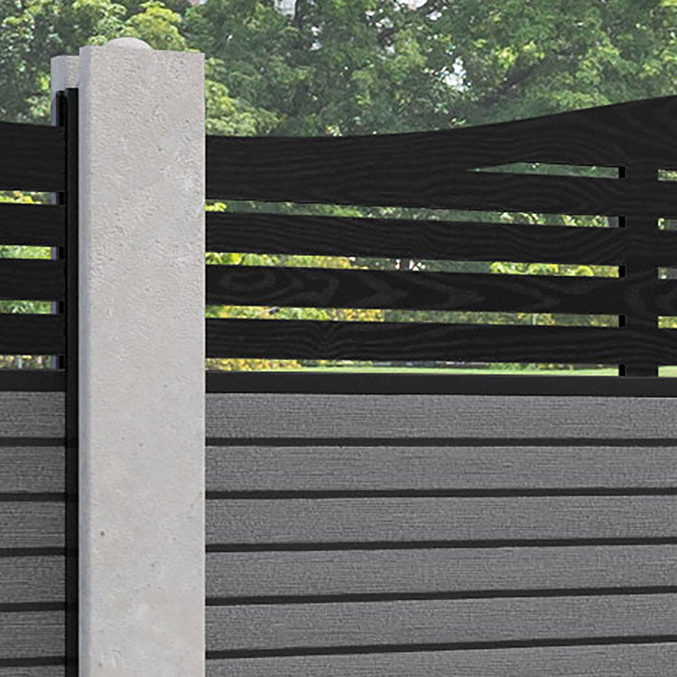 Hudson Aspen Curved Top Fence Panel - Mid Grey - for existing concrete posts
