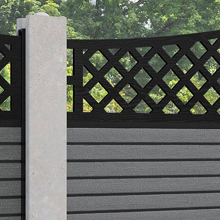 Hudson Oxford Curved Top Fence Panel - Mid Grey - for existing concrete posts