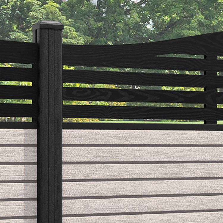 Hudson Aspen Curved Top Fence Panel - Mid Stone - with our composite posts