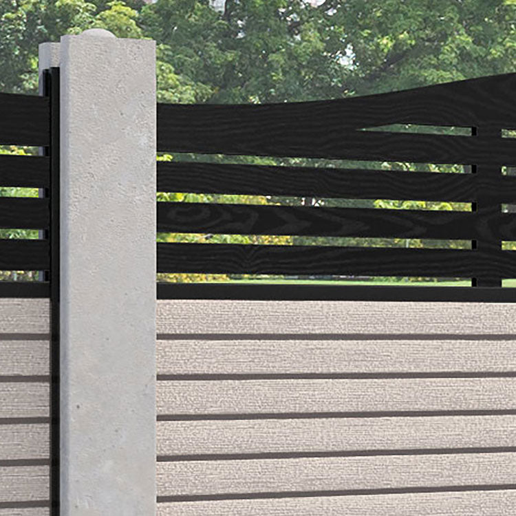 Hudson Aspen Curved Top Fence Panel - Mid Stone - for existing concrete posts