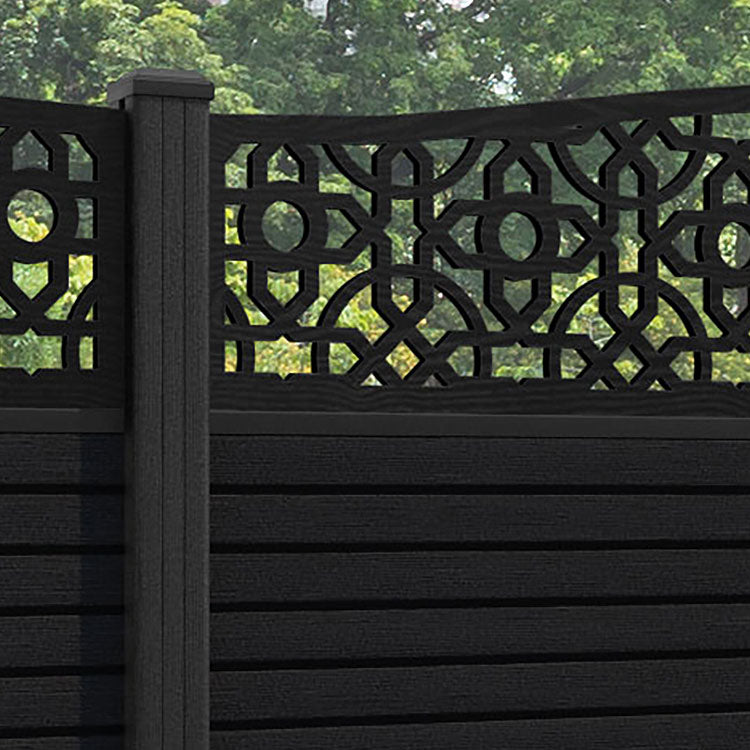 Hudson Nabila Curved Top Fence Panel - Black - with our composite posts