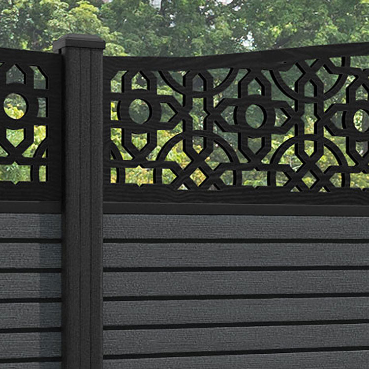 Hudson Nabila Curved Top Fence Panel - Dark Grey - with our composite posts