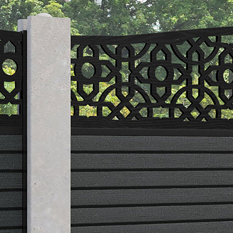 Hudson Nabila Curved Top Fence Panel - Dark Grey - for existing concrete posts