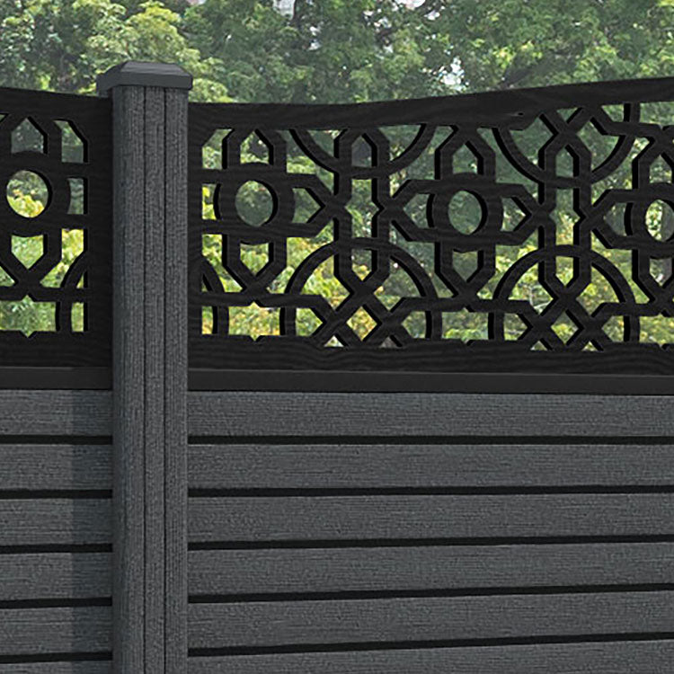 Hudson Nabila Curved Top Fence Panel - Dark Grey - with our composite posts