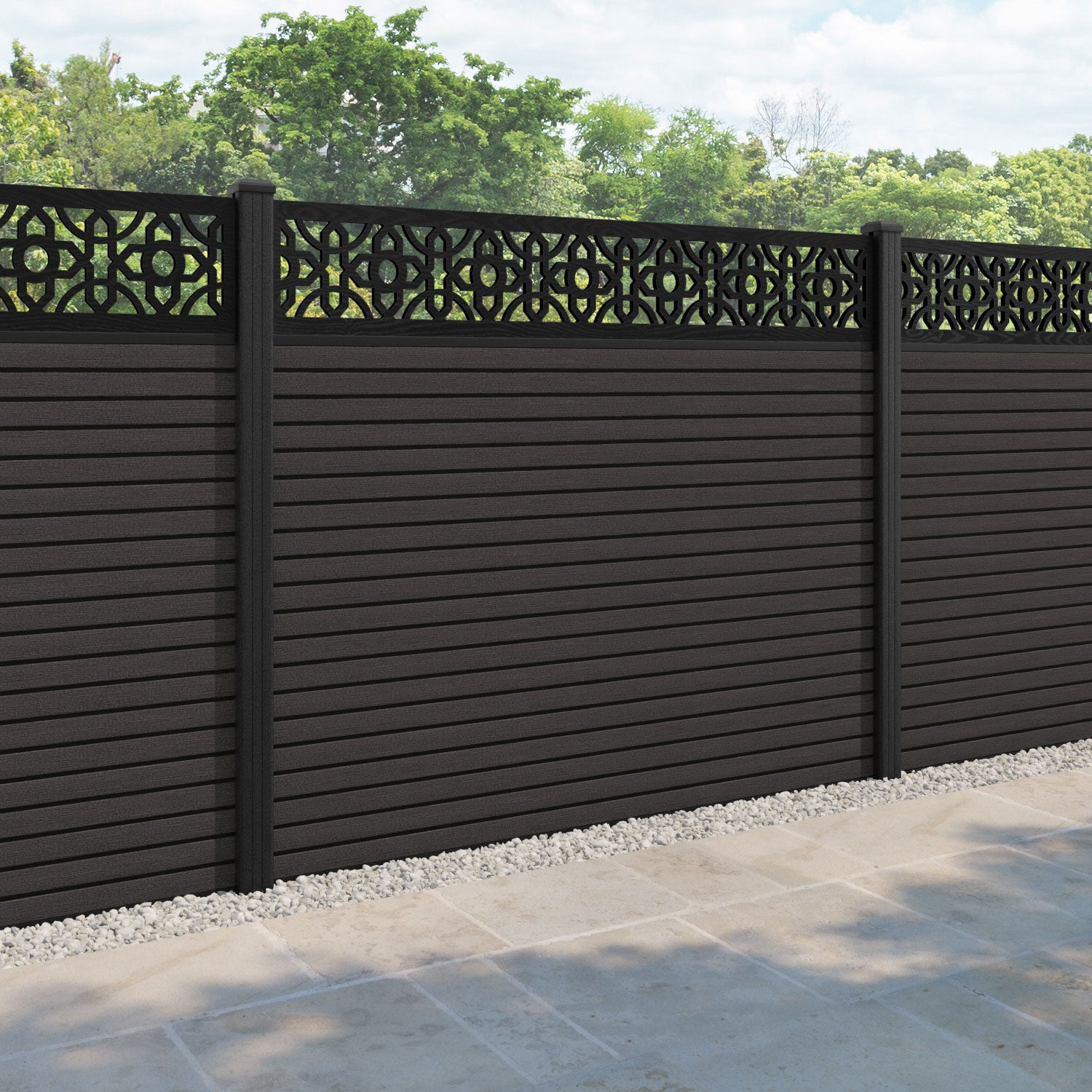 Hudson Nabila Fence Panel - Dark Oak - with our composite posts