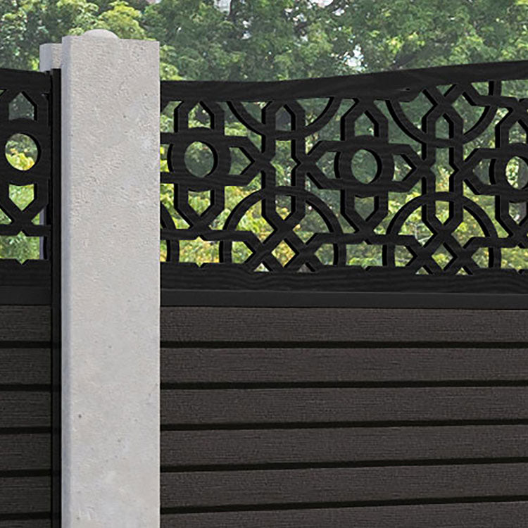 Hudson Nabila Curved Top Fence Panel - Dark Oak - for existing concrete posts