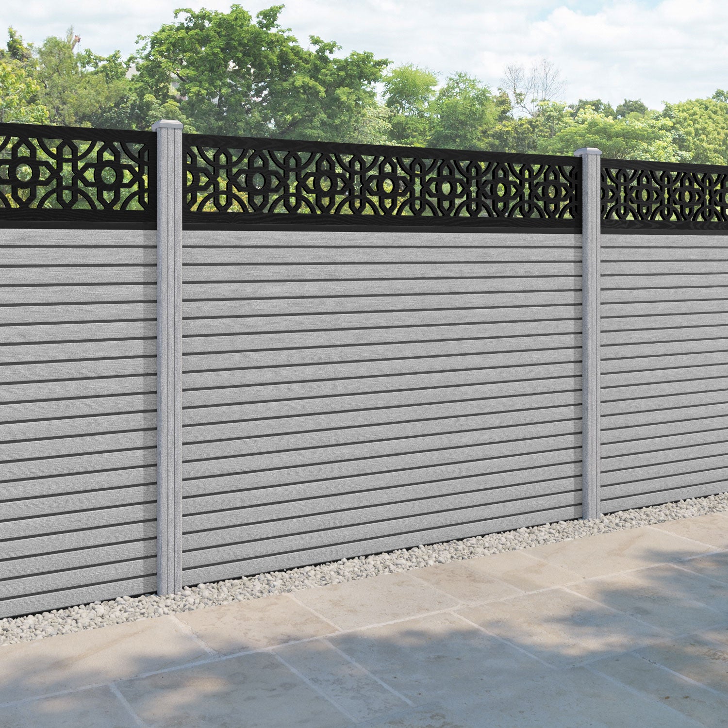 Hudson Nabila Fence Panel - Light Grey - with our composite posts