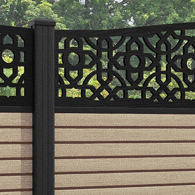Hudson Nabila Curved Top Fence Panel - Light Oak - with our composite posts