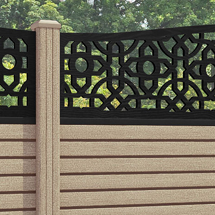 Hudson Nabila Curved Top Fence Panel - Light Oak - with our composite posts