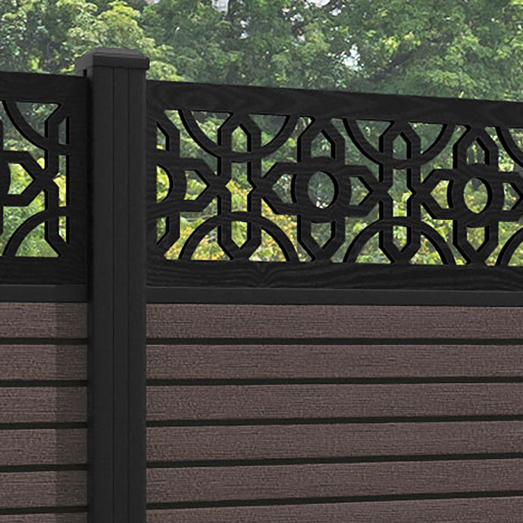 Hudson Nabila Fence Panel - Mid Brown - with our aluminium posts