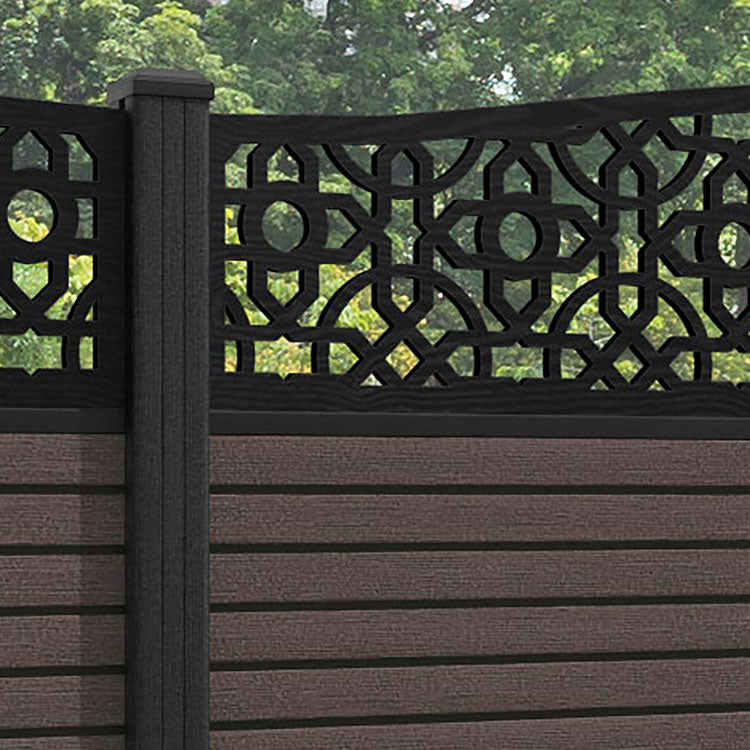 Hudson Nabila Curved Top Fence Panel - Mid Brown - with our composite posts