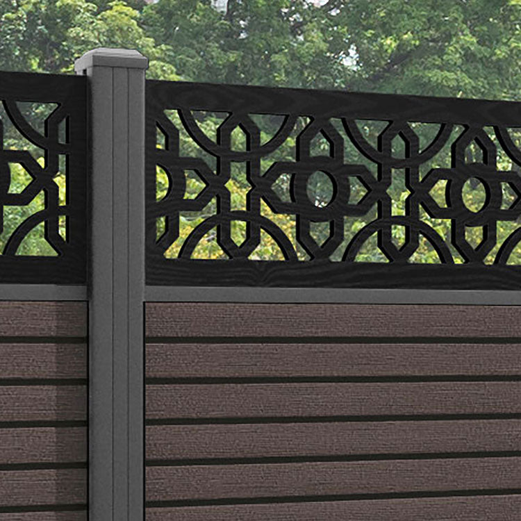 Hudson Nabila Fence Panel - Mid Brown - with our aluminium posts
