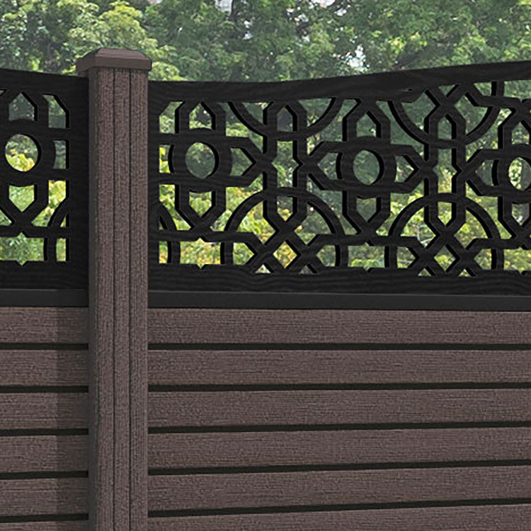 Hudson Nabila Curved Top Fence Panel - Mid Brown - with our composite posts