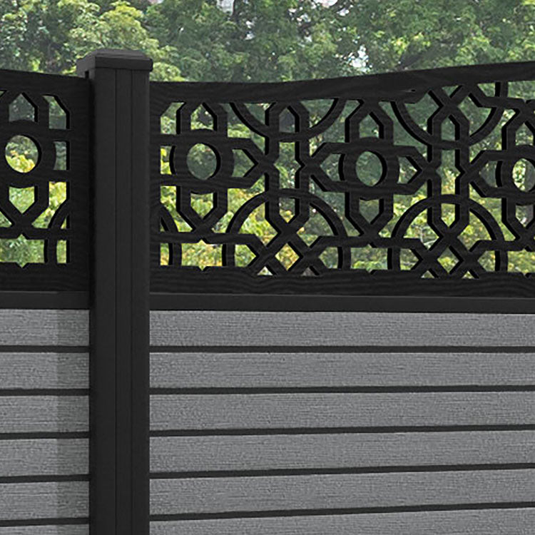 Hudson Nabila Curved Top Fence Panel - Mid Grey - with our aluminium posts