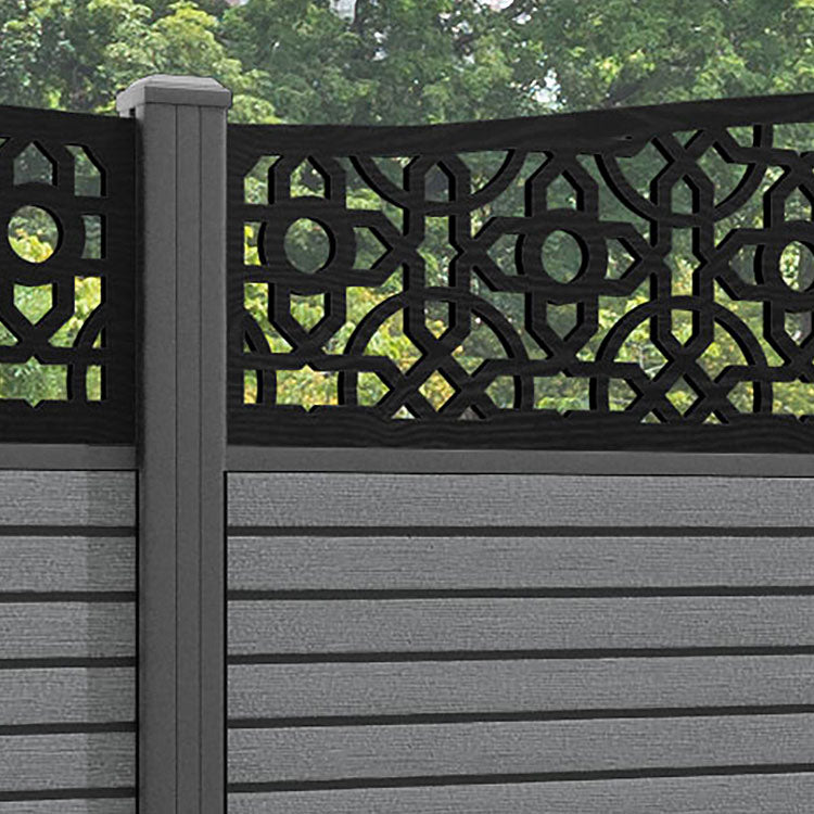 Hudson Nabila Curved Top Fence Panel - Mid Grey - with our aluminium posts