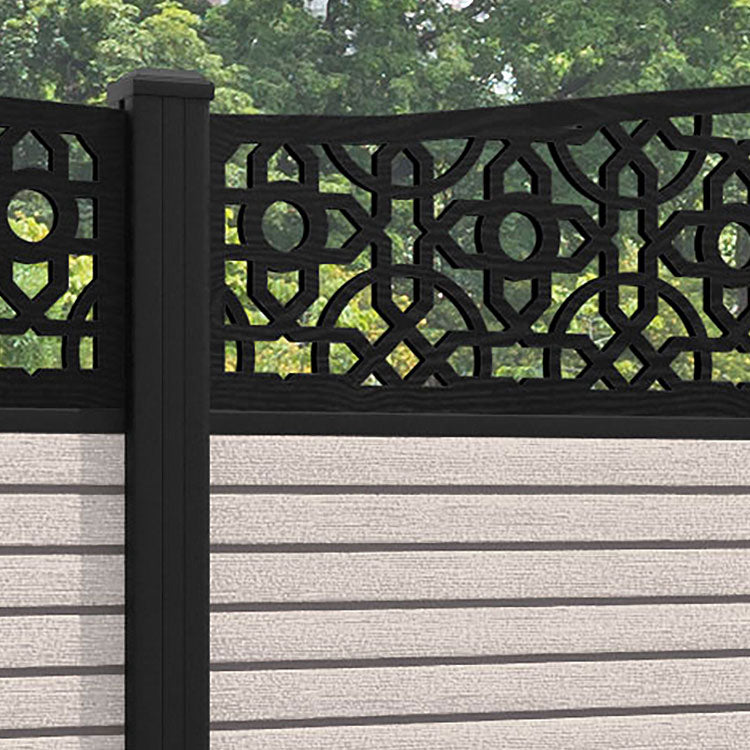 Hudson Nabila Curved Top Fence Panel - Mid Stone - with our aluminium posts