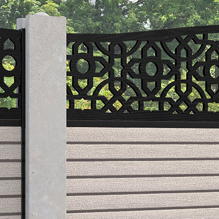 Hudson Nabila Curved Top Fence Panel - Mid Stone - for existing concrete posts