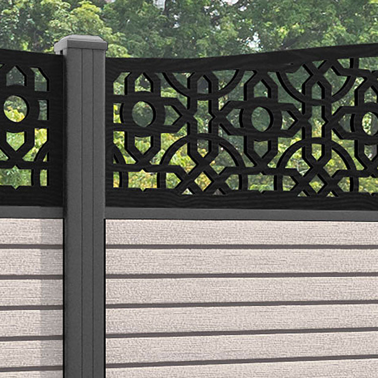 Hudson Nabila Curved Top Fence Panel - Mid Stone - with our aluminium posts