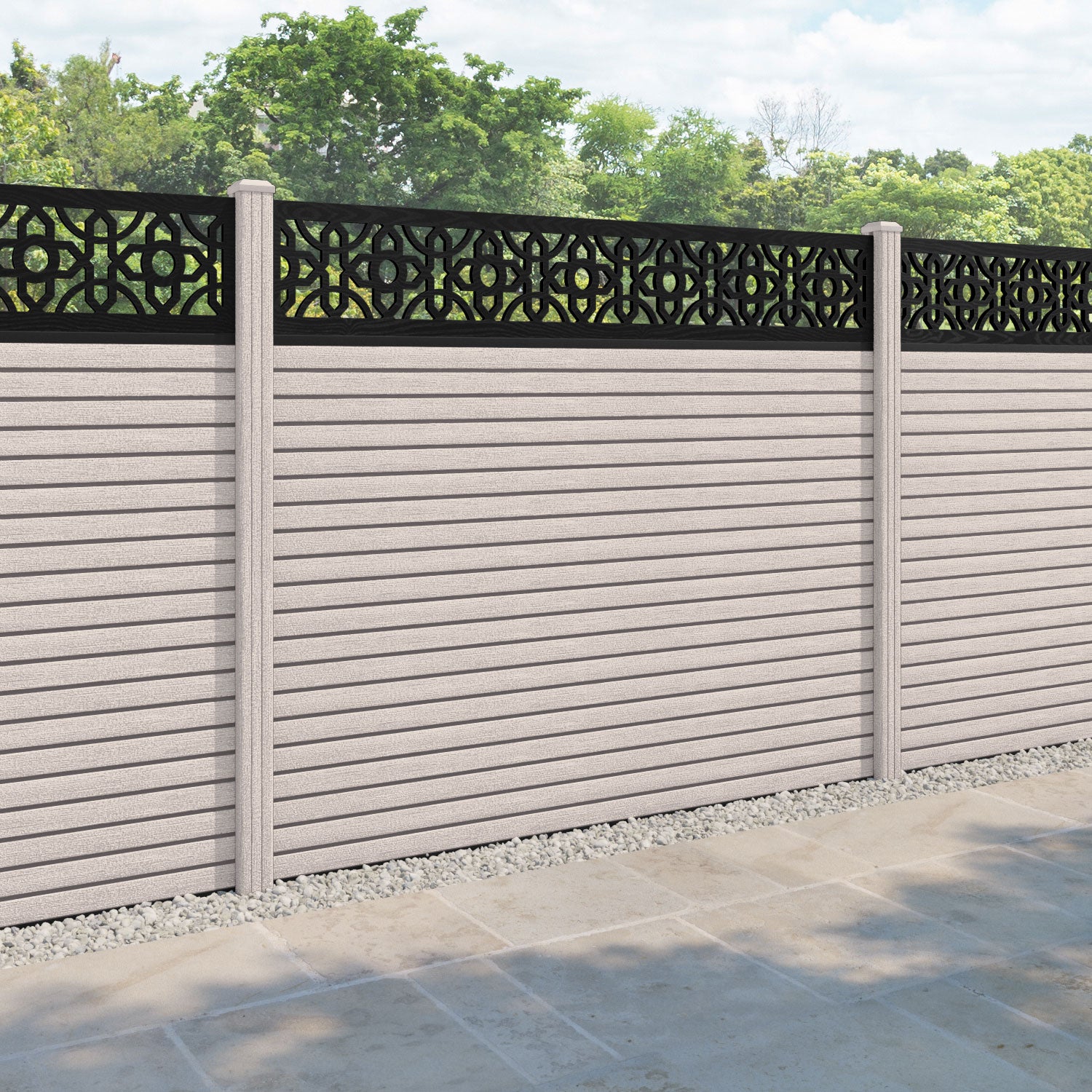 Hudson Nabila Fence Panel - Mid Stone - with our composite posts