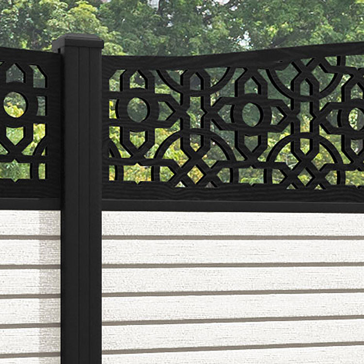 Hudson Nabila Curved Top Fence Panel - Light Stone - with our aluminium posts
