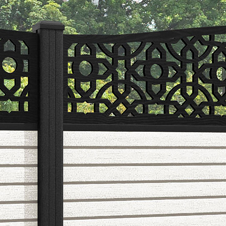 Hudson Nabila Curved Top Fence Panel - Light Stone - with our composite posts