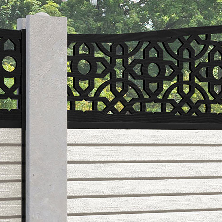Hudson Nabila Curved Top Fence Panel - Light Stone - for existing concrete posts