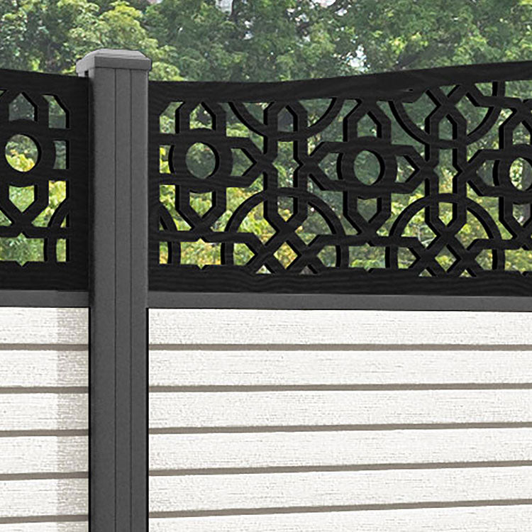 Hudson Nabila Curved Top Fence Panel - Light Stone - with our aluminium posts