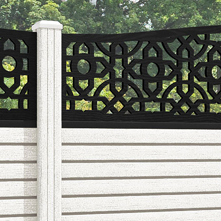 Hudson Nabila Curved Top Fence Panel - Light Stone - with our composite posts