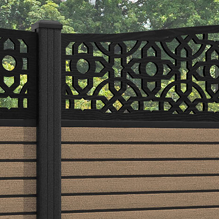 Hudson Nabila Curved Top Fence Panel - Teak - with our composite posts