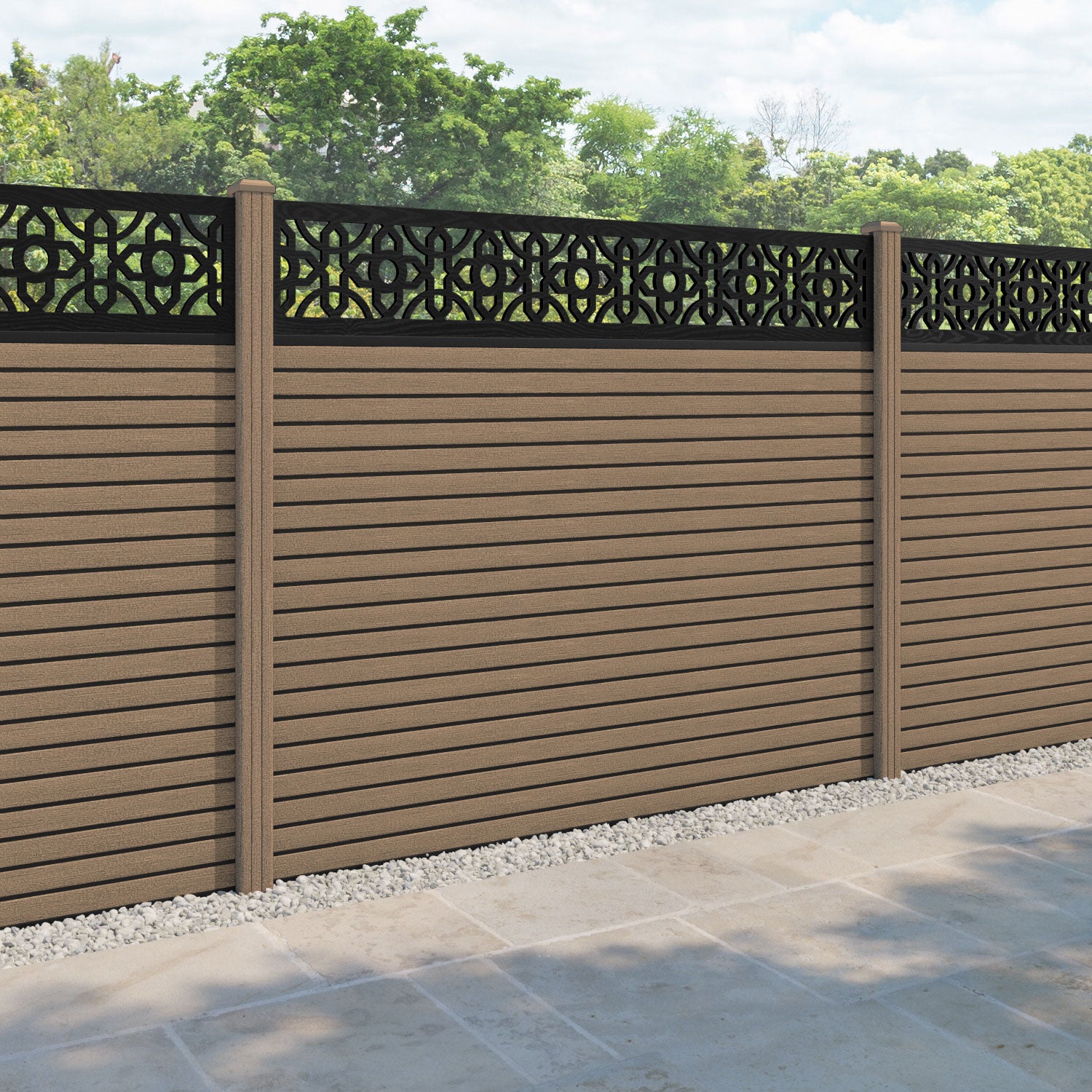Hudson Nabila Fence Panel - Teak - with our composite posts
