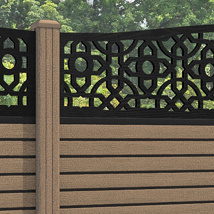 Hudson Nabila Curved Top Fence Panel - Teak - with our composite posts